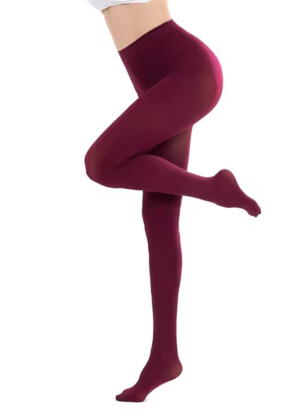 Women's Candy Color Opaque Velvet Slimming Burgundy Tights Pantyhose Stockings - Picture 1 of 4